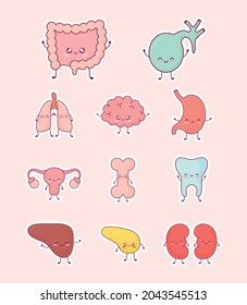 Set Of Cute Human Organs