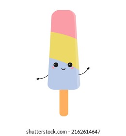 Set of cute ice cream characters Vector illustration of healthy food for takeout, bar or restaurant menu.