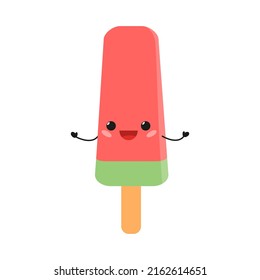 Set of cute ice cream characters Vector illustration of healthy food for takeout, bar or restaurant menu.