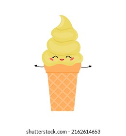 Set of cute ice cream characters Vector illustration of healthy food for takeout, bar or restaurant menu.