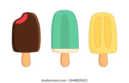 Set of cute ice cream vector illustrations