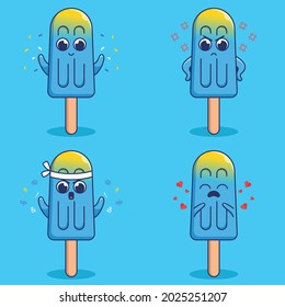 set of cute ice pop illustration