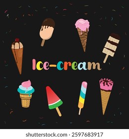 set of cute ice-cream illustration