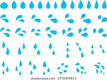 A set of cute icon illustrations depicting sweat and tears.