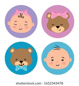 set cute icons of baby shower vector illustration design