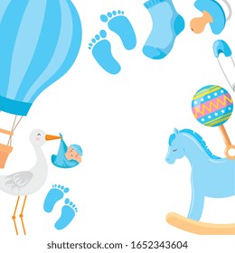 set cute icons of baby shower vector illustration design