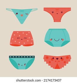 set of cute illustrations of panties