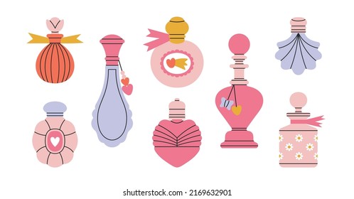 Set Cute Illustrations Perfume Bottles Toilet Stock Vector (Royalty ...