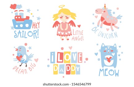 Set of cute images for the baby. Vector illustration.