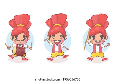 Set of cute indian baisakhi character with optional apprearance Premium Vector
