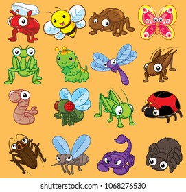 Set cute insects. Cartoon character, Cute vector