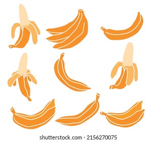set of Cute isolated hand drawn banana doodle