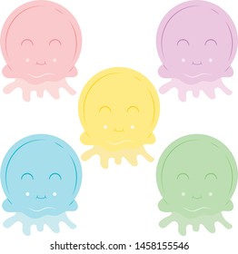 set with cute jellyfish of different colors