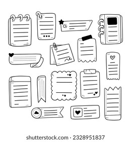 Set of cute journal and planer outline sketch hand-drawn collection