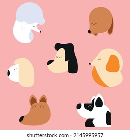 a set of cute , joyful dogs of different breeds