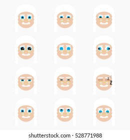 Set of cute judge emoticons. Vector illustration.