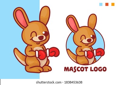 conjunto de adorable logo de kangaroo boxermascot con apariencia opcional. vector kawaii premium
