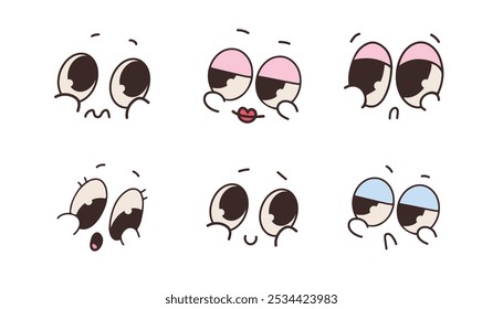 Conjunto de emoticons de cara de kawaii bonito. Ilustração vetorial.