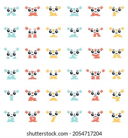 Set of cute kawaii letters and numbers characters with hands, vector clip art.