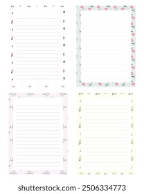 Set of cute kawaii pastel printable notepad memo pad and notebook