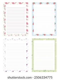 Set of cute kawaii pastel printable notepad memo pad and notebook