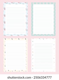 Set of cute kawaii pastel printable notepad memo pad and notebook