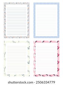 Set of cute kawaii pastel printable notepad memo pad and notebook