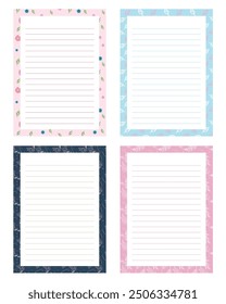 Set of cute kawaii pastel printable notepad memo pad and notebook