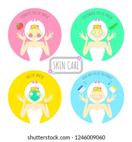 set of cute kawaii pretty girl cosmetic make up and beauty spa skin care treatment concept flat character design,cartoon  infographic,vector,illustration background
