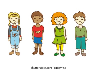 set of cute kids