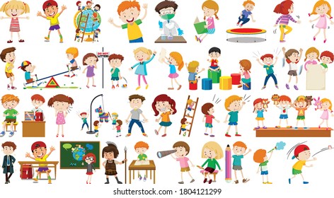 Set Cute Kids Cartoon Character Illustration Stock Vector (Royalty Free ...