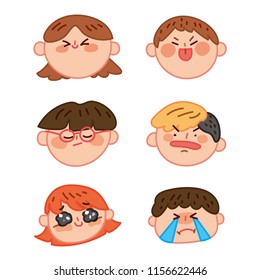 
Set of cute kids faces vector illustration. EPS10