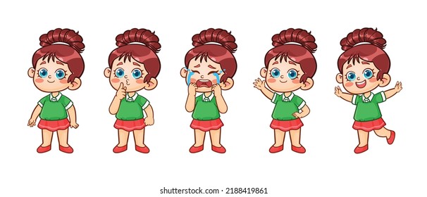 Set of cute kids girls characters