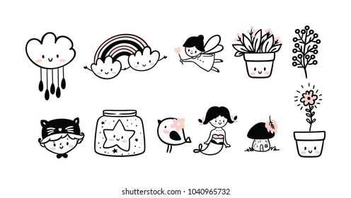 Set of cute kids logo