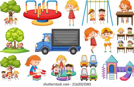 Set süße Kinder und Objektgrafik