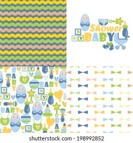 set of cute kids pattern. perfect for baby invitations, cards, scrapbook, gift wrapping paper, surface textures