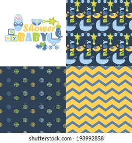 set of cute kids patterns. perfect for baby invitations, cards, scrapbook, gift wrapping paper, surface textures