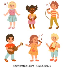 Set Cute Kids Play Musical Instruments Stock Vector (Royalty Free ...