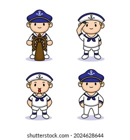Set of cute kids with Sailor costume