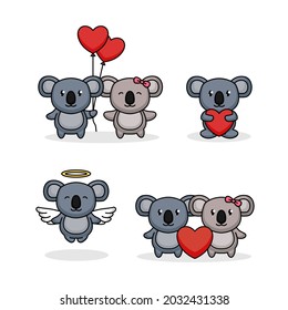Set of cute Koala in Valentine's Day