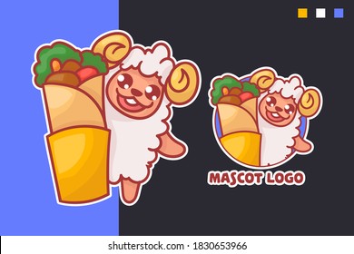 set of cute lamb kebab mascot logo with optional appearance. premium kawaii vector