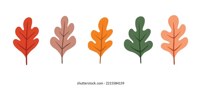 Conjunto de hojas lindas para el diseño del otoño. Colección de caricatura simple de la naturaleza dibujada a mano.