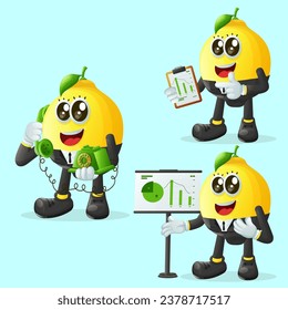 Set of cute lemon character at work. Perfect for kids, merchandise and sticker, banner promotion or blog
