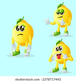 Set of cute lemon characters with different facial expressions. Perfect for kids, merchandise and sticker
