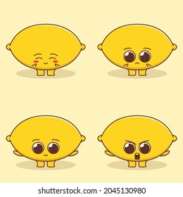 set of cute lemon expression illustration