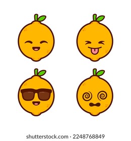 Set of Cute Lemon Stickers