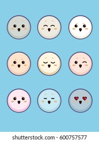 Set of cute light colored chickens expressing different emotions