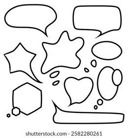 A set of cute line chat bubbles, cartoon chat bubbles, text boxes