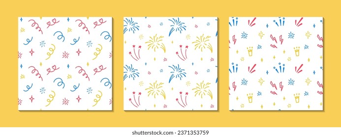 Set of cute line doodle seamless pattern. Childish squiggle design. Baby party decoration. Holidays and Christmas decor wrapping paper