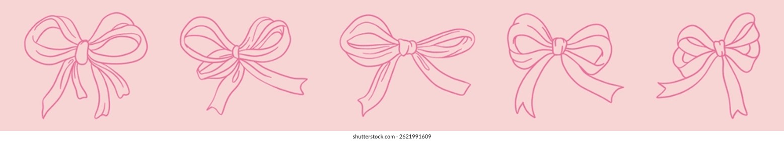 a set of cute line-style bows

